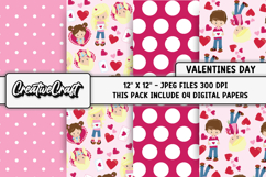 Valentines Day Digital Papers, valentines day illustrations Product Image 1