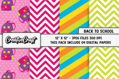 Back To School Digital Paper, school supplies, illustrations Product Image 1