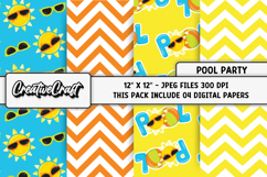 Pool Party digital papers, summer tropical scrapbook designs Product Image 1