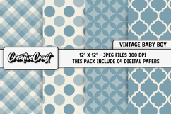 Vintage Baby Boy Digital Paper, baby boy backgrounds designs Product Image 1