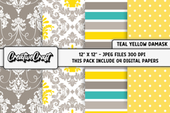Damask Digital Paper, damask digital scrapbook illustrations Product Image 1