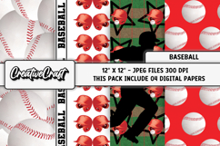 Baseball Sport Digital Paper, baseball graphic illustrations Product Image 1