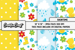 Rain Time Digital Papers, scrapbooking backgrounds designs Product Image 1