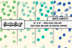 White Confetti Digital Paper, polka dot digital paper design Product Image 1