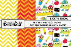 Back To School Digital Paper, school supplies, illustrations Product Image 1