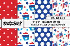 4th of July Digital Papers, independence day digital papers Product Image 1