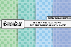 Pastel Colors Chevron Digital Papers, teal background design Product Image 1