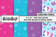 Purple Christmas Digital Papers, christmas background design Product Image 1
