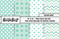 Silver Mint Digital Papers, scrapbooking backgrounds designs Product Image 1