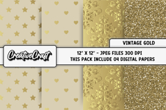 Vintage Gold Digital Papers, vintage gold background designs Product Image 1