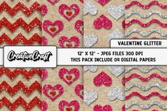Valentine Day Glitter Digital Papers, backgrounds designs Product Image 1