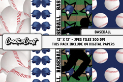 Baseball Sport Digital Paper, baseball graphic illustrations Product Image 1
