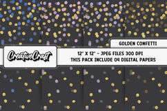 Golden Confetti Digital Paper, polka dot backgrounds designs Product Image 1