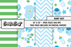 Baby Boy Digital Paper, baby boy graphics, baby illustration Product Image 1