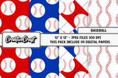 Baseball Sport Digital Paper, baseball graphic illustrations Product Image 1