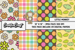 Monkey Baby Digital Papers, monkey backgrounds illustrations Product Image 1