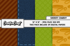 Cowboy Digital Paper, sheriff graphic, cowboy illustrations Product Image 1