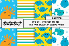 Nautical Digital Papers, scrapbooking backgrounds designs Product Image 1