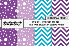 Purple Christmas Digital Papers, christmas background design Product Image 1