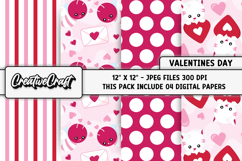 Valentines Day Digital Papers, valentines day illustrations Product Image 1