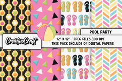 Pool Party digital papers, summer tropical scrapbook designs Product Image 1