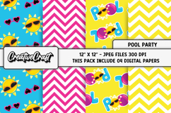 Pool Party digital papers, summer tropical scrapbook designs Product Image 1