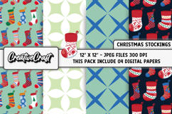 Christmas Stockings Digital Paper, christmas illustrations Product Image 1
