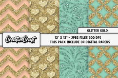 Gold Glitter Digital Papers, scrapbook backgrounds designs Product Image 1