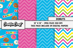 Donuts Digital Papers, illustrations, backgrounds designs Product Image 1