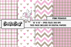 Pink Pegasus Digital Papers, pegasus background illustration Product Image 1
