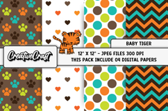 Baby Tiger Digital Papers, safari animals background designs Product Image 1
