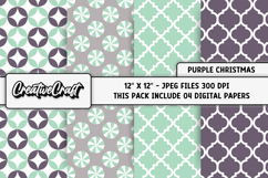 Purple Christmas Digital Papers, christmas background design Product Image 1