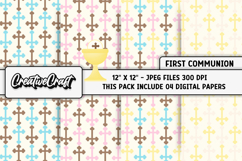 First Communion Digital Papers, scrapbooking backgrounds Product Image 1