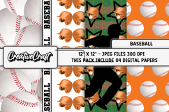 Baseball Sport Digital Paper, baseball graphic illustrations Product Image 1