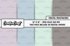 Pastel Colors Mustaches Digital Papers, mustaches background Product Image 1