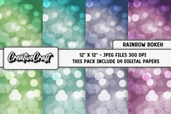 Rainbow Bokeh Digital Papers, bokeh backgrounds illustration Product Image 1