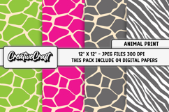 Animal Print Digital Papers, animal skin backgrounds designs Product Image 1