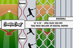 Baseball Sport Digital Paper, baseball graphic illustrations Product Image 1