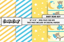Baby Bear Boy Digital Papers, baby shower illustrations Product Image 1