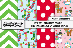Christmas Digital Paper, christmas scrapbook illustrations Product Image 1