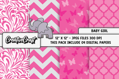 Baby Girl Digital Papers, baby shower digital scrapbooking Product Image 1