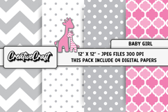 Baby Girl Digital Papers, baby shower digital scrapbooking Product Image 1