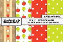 Apple Orchard Digital Paper, fruit graphics, illustrations Product Image 1