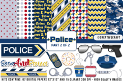 Police Digital Paper &amp; Clipart Classroom Bundle PNG Product Image 1