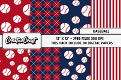 Baseball Sport Digital Paper, baseball graphic illustrations Product Image 1