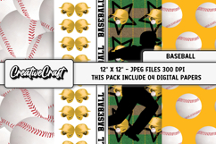 Baseball Sport Digital Paper, baseball graphic illustrations Product Image 1