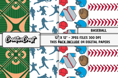 Baseball Sport Digital Papers, background designs, scrapbook Product Image 1