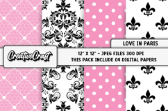 Love Paris Digital Papers, scrapbooking, backgrounds designs Product Image 1