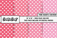 Pink Heart Chevron Digital Papers, valentines day background Product Image 1