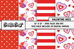 Valentines Day Digital Papers, valentines day illustrations Product Image 1